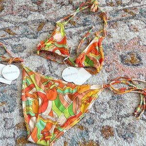Kulani Kinis Orange and Green “Road Runner” Bikini Set